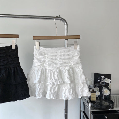 Ruched Up Layered Mini Skirts